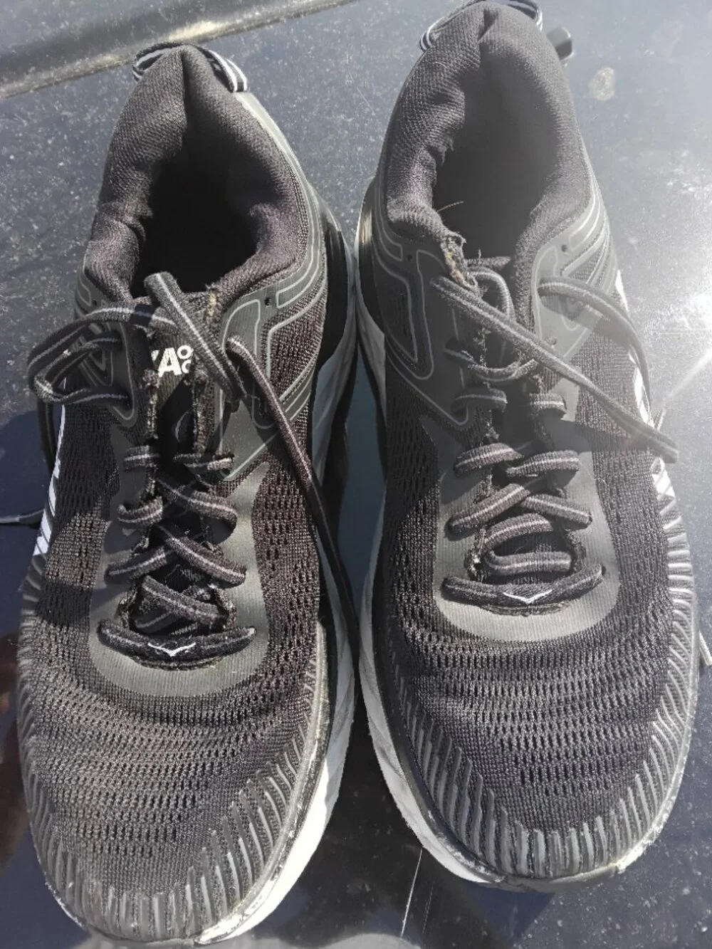 Hoka One One Bondi 7 Athletic Running Shoe Women's Size 11D Black White